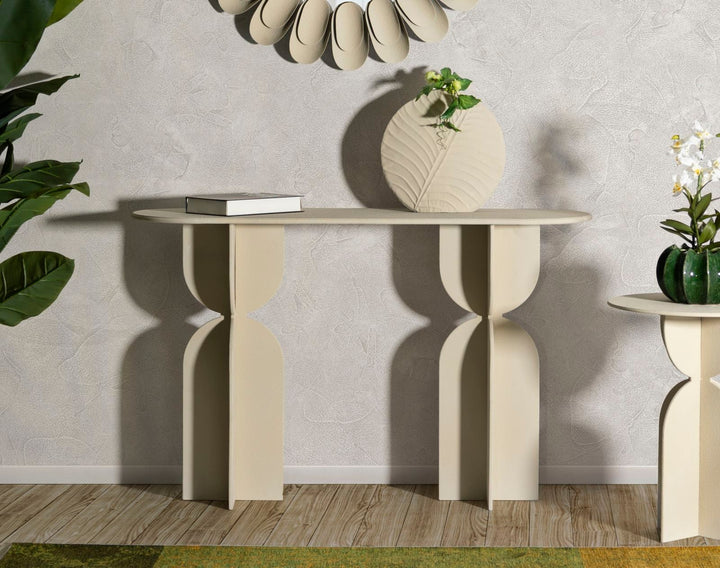 Beige Konsolentisch Skulpturale Basis Dune Moderner Flur