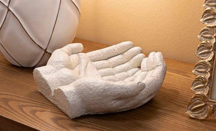 Weiss Harz Deko Handschale Stons Kollektion