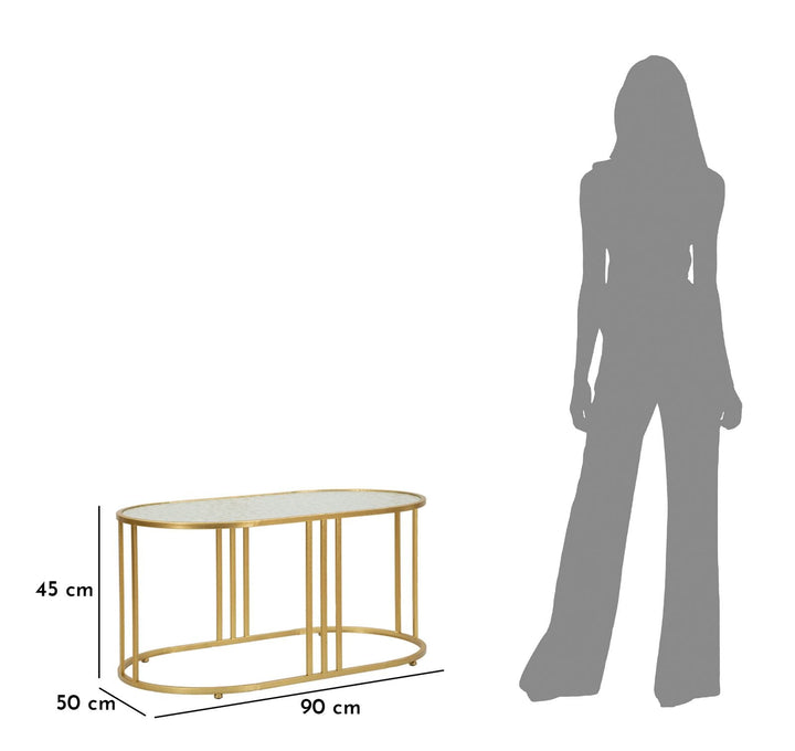 Rechteck Glas Couchtisch Goldbeine Antalia Stil