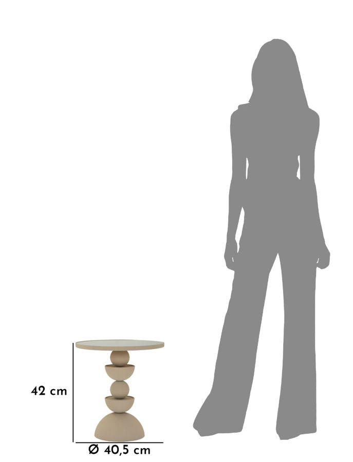 Beige Runder Beistelltisch Spiegelflaeche Dune Moderner Akzent