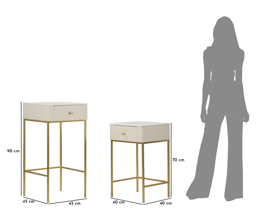 2er Set Quadratische Hochtische Goldbasis Wedding Kollektion (Marmorplatte)