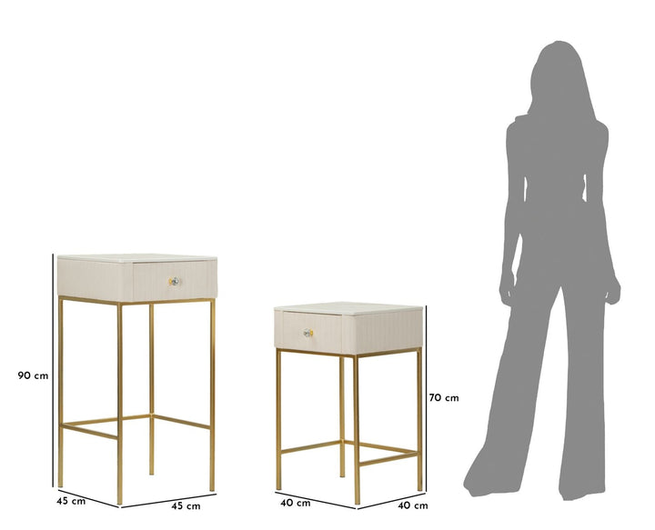 2er Set Quadratische Hochtische Goldbasis Wedding Kollektion (Marmorplatte)