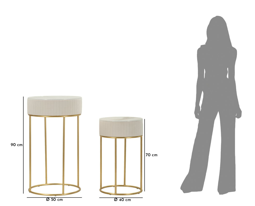 2er Set Runde Hochtische Goldbasis Wedding Kollektion (Marmorplatte)