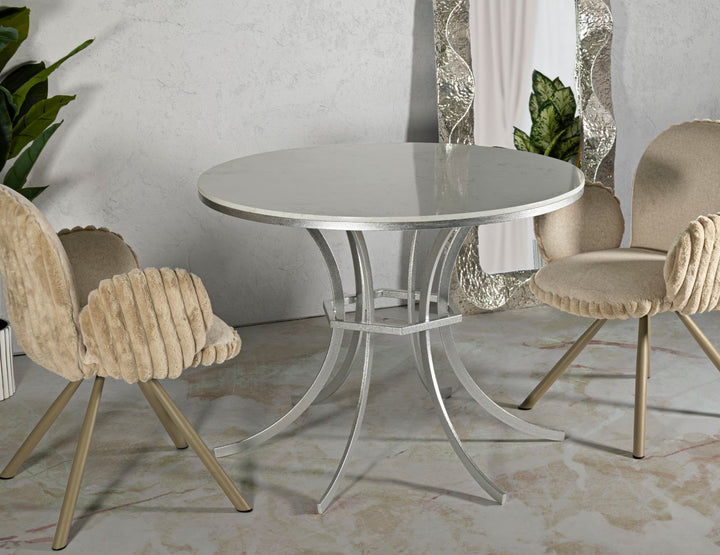 Runder Esstisch Metallbasis Istanbul Elegantes Design (Marmorplatte)