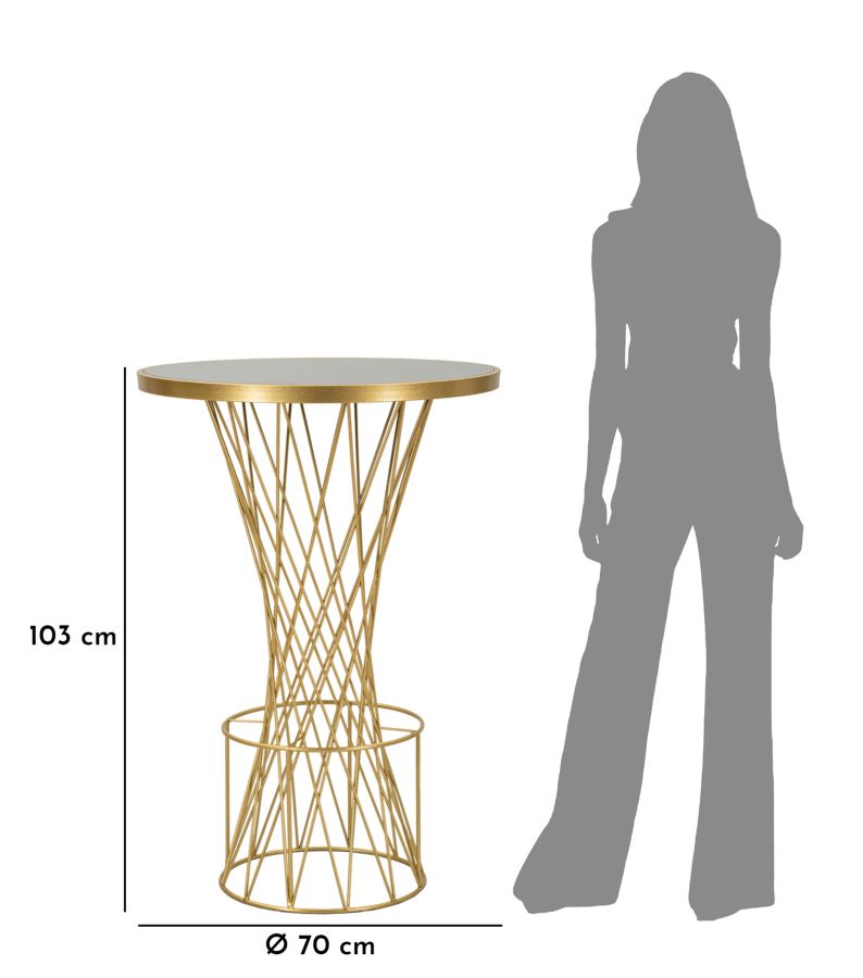 Hoher Gold Metall Bartisch Offenwerk Gestell Tower New