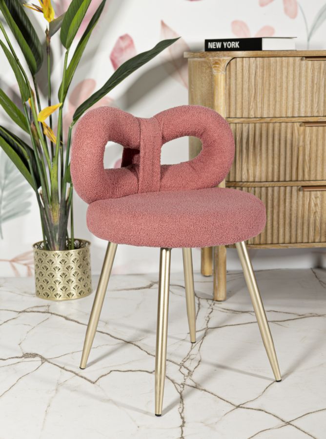 Rosa Polster Mini Stuhl Metallbeine Ilary Akzentsitz