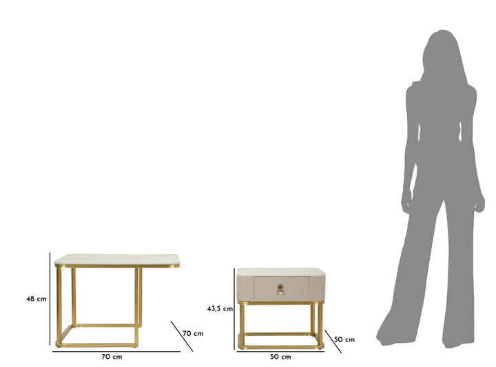 2er Set Kunstmarmor Couchtische Goldbasis Beauty Kollektion