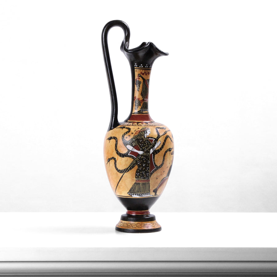 Antike griechische schwarzfigurige Vase mit Athena