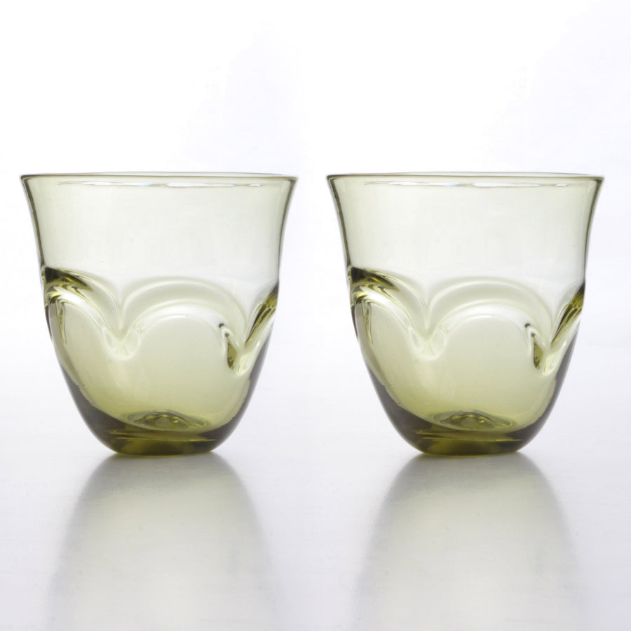 Antiker römischer Glasbecher mit Wellenrelief (Klein) im Set von 2