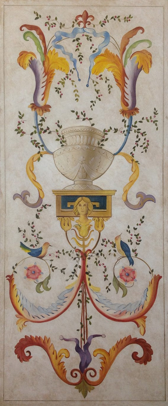 Ornamentales Weißes Fresko Gemälde