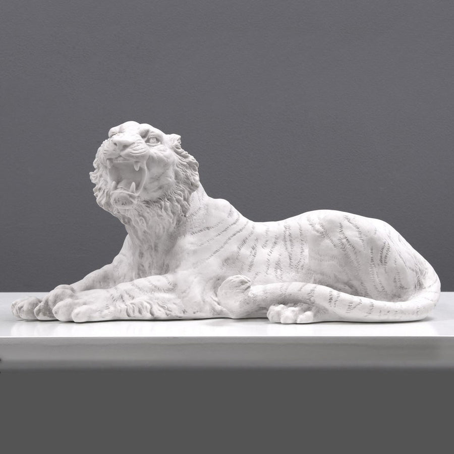 Tiger liegend und brüllend Statue (Klein)
