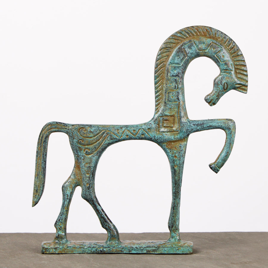 Griechisches Pferd Statue (Grün-Bronze, Klein)