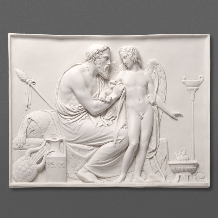 Relief Amor wird von Anakreon empfangen