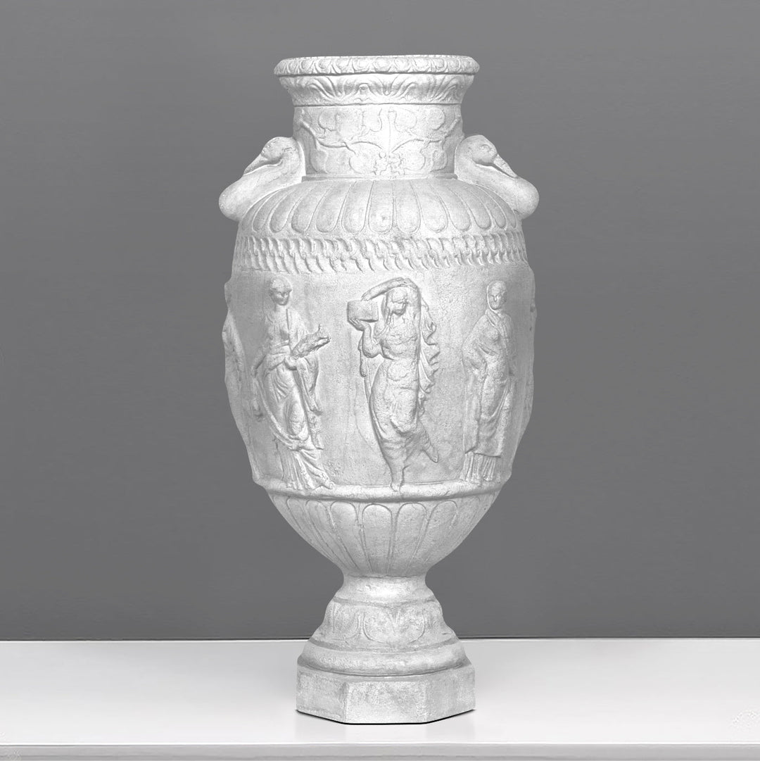 Marmorvase mit Damenfiguren