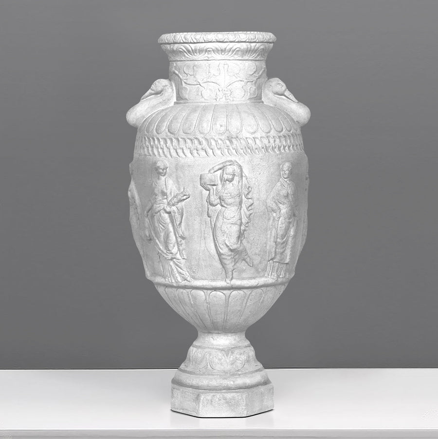 Marmorvase mit Damenfiguren