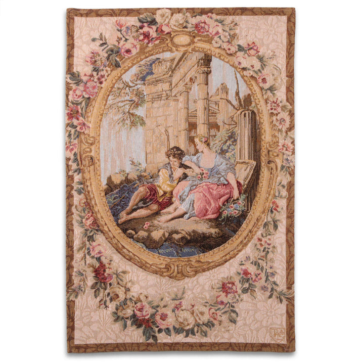 Sérénade – Gobelin Wandteppich (Jacquard gewebt) – Cremefarbener Hintergrund – Klein