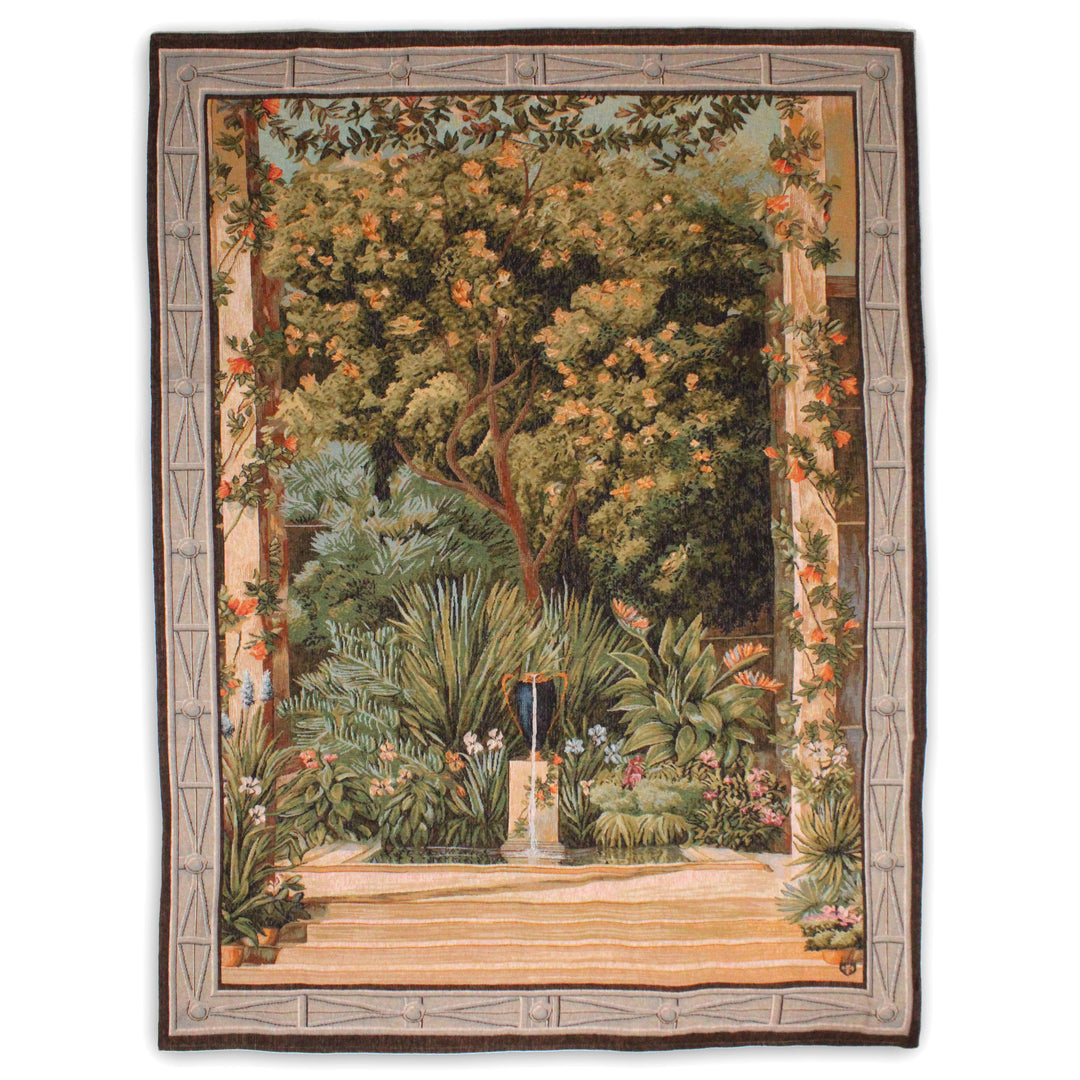 Grüner Gobelin Wandteppich – Malmaison Pflanzenmotiv (Jacquard gewebt)