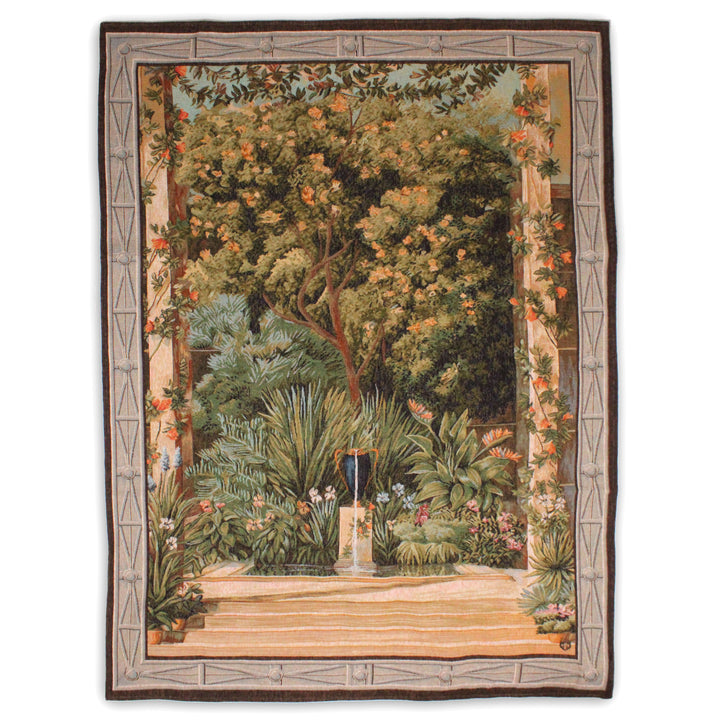 Grüner Gobelin Wandteppich – Malmaison Pflanzenmotiv (Jacquard gewebt)