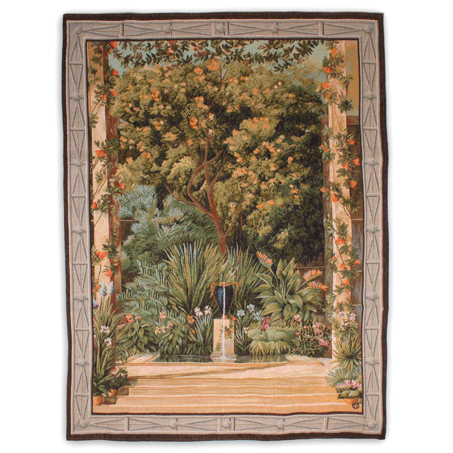 Grüner Gobelin Wandteppich – Malmaison Pflanzenmotiv (Jacquard gewebt)