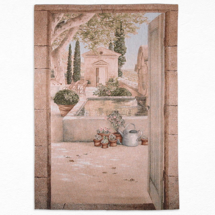 Beiger Gobelin Wandteppich – Landschaft der Provence (Jacquard gewebt)