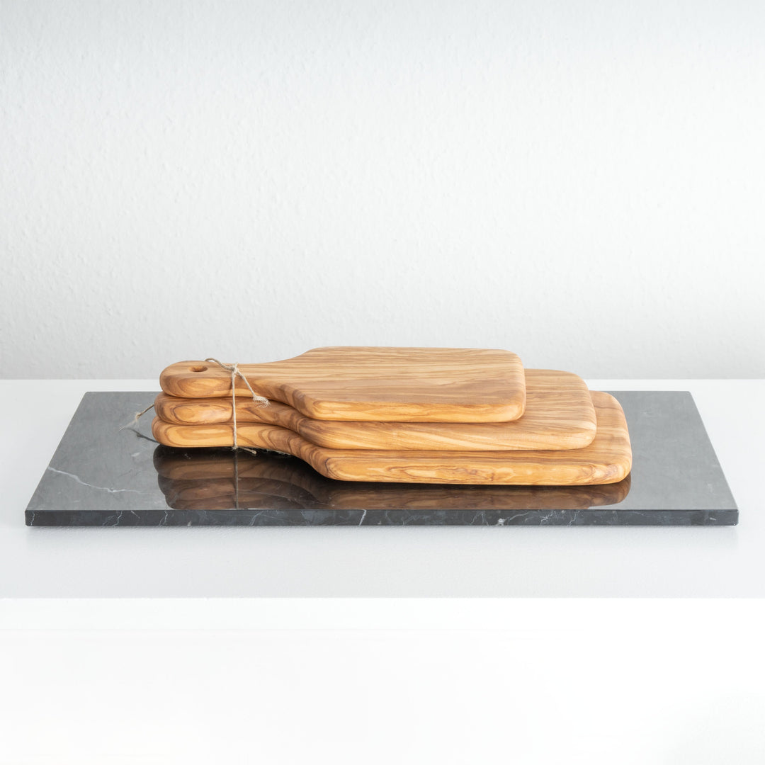 Handgefertigtes Olivenholz-Schneidebrett-Set – Geschenkset (3-teilig)