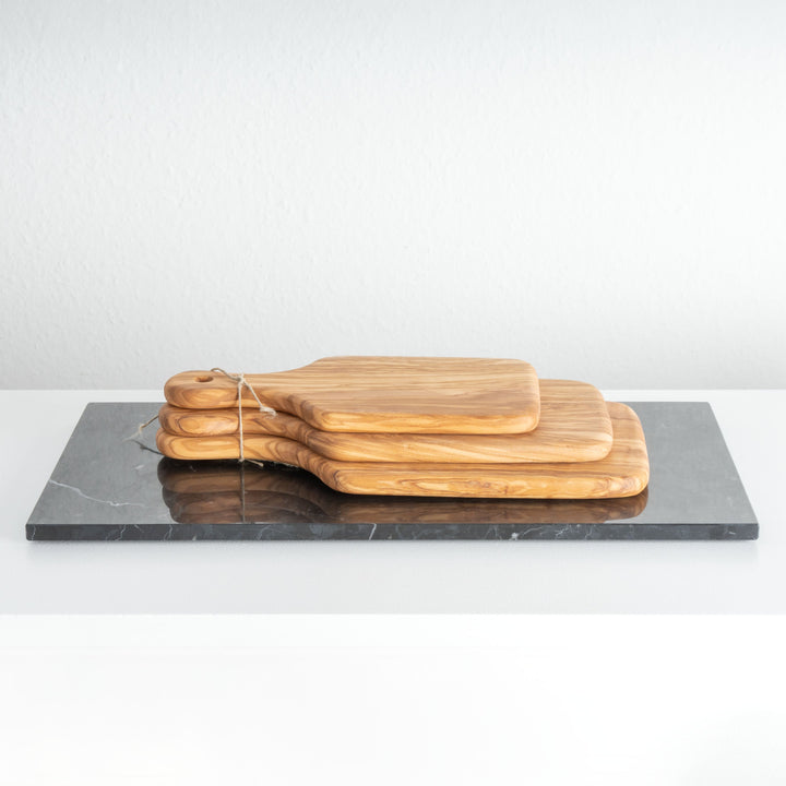Handgefertigtes Olivenholz-Schneidebrett-Set – Geschenkset (3-teilig)
