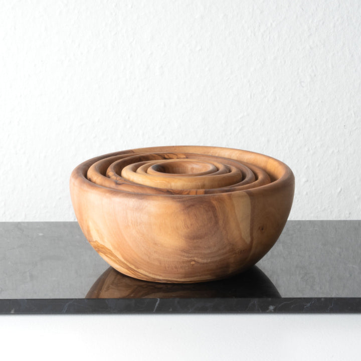 Handgefertigtes Olivenholz-Schalenset (6-teilig)