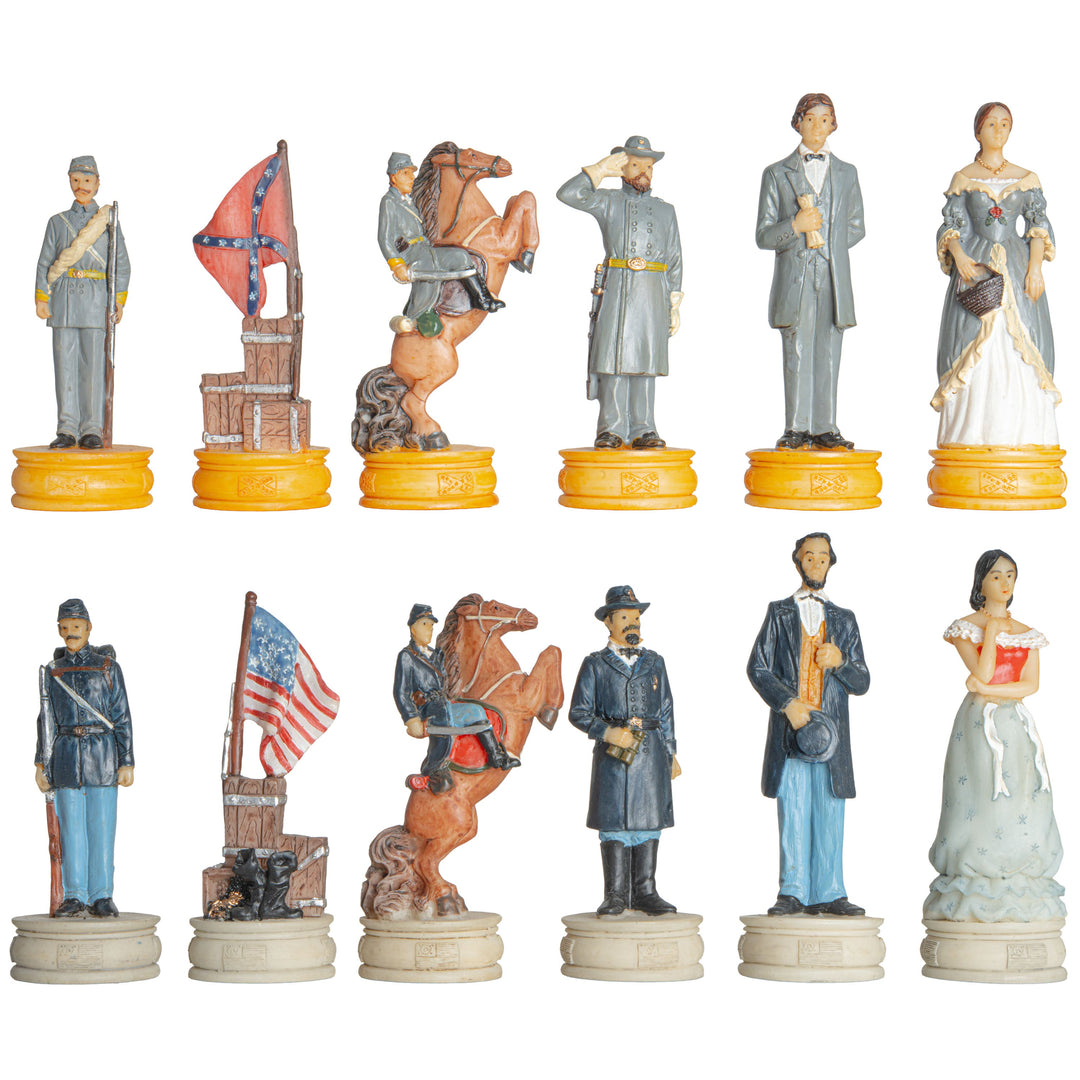 Schachfiguren-Set zum Thema Amerikanischer Bürgerkrieg