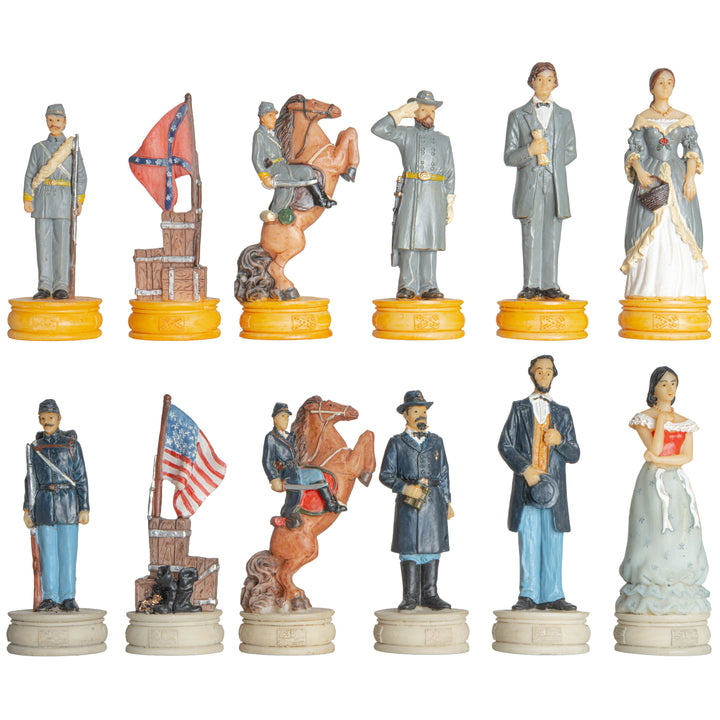 Schachfiguren-Set zum Thema Amerikanischer Bürgerkrieg