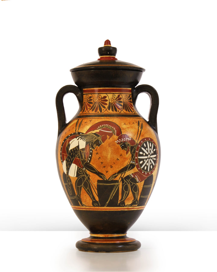 Antike griechische schwarzfigurige Bauchamphore mit Ajax und Achilles