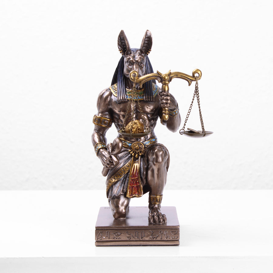 Anubis knieend mit Waage der Gerechtigkeit (Kaltguss-Bronze Skulptur)