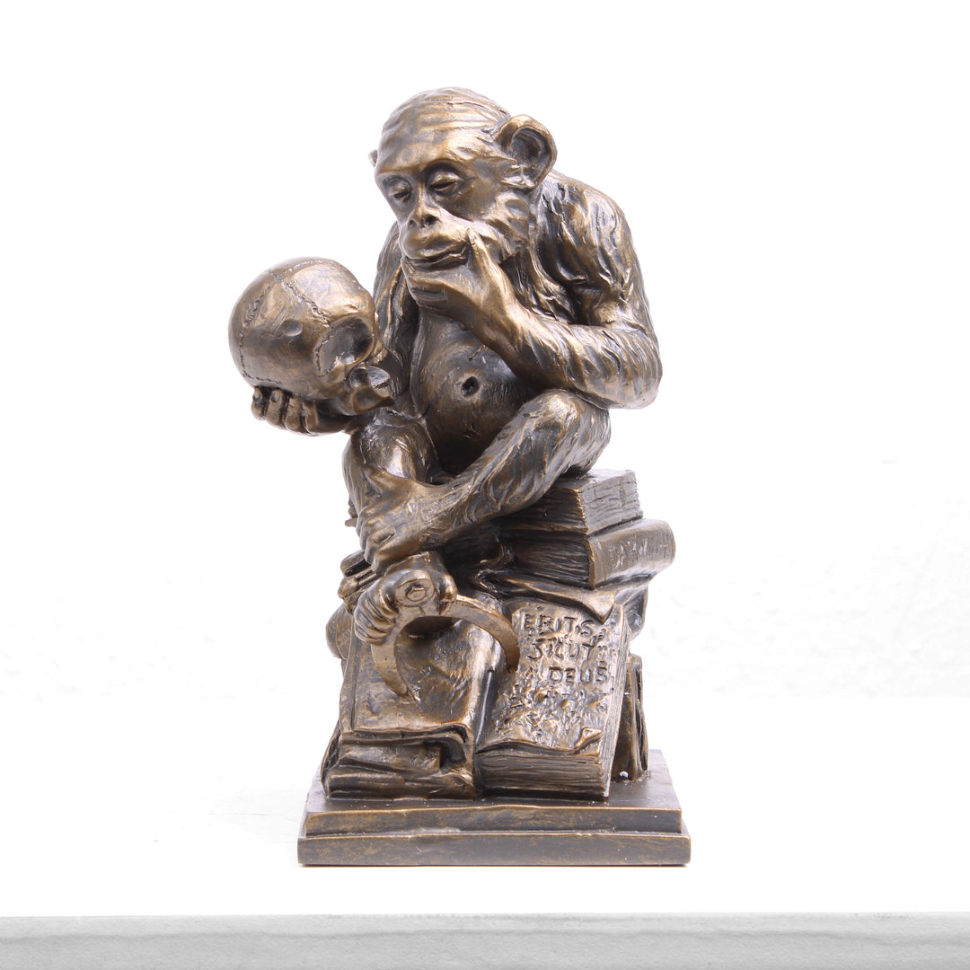 Affe mit Schädel Statue (Affe mit Schädel Skulptur von Hugo Rheinhold)