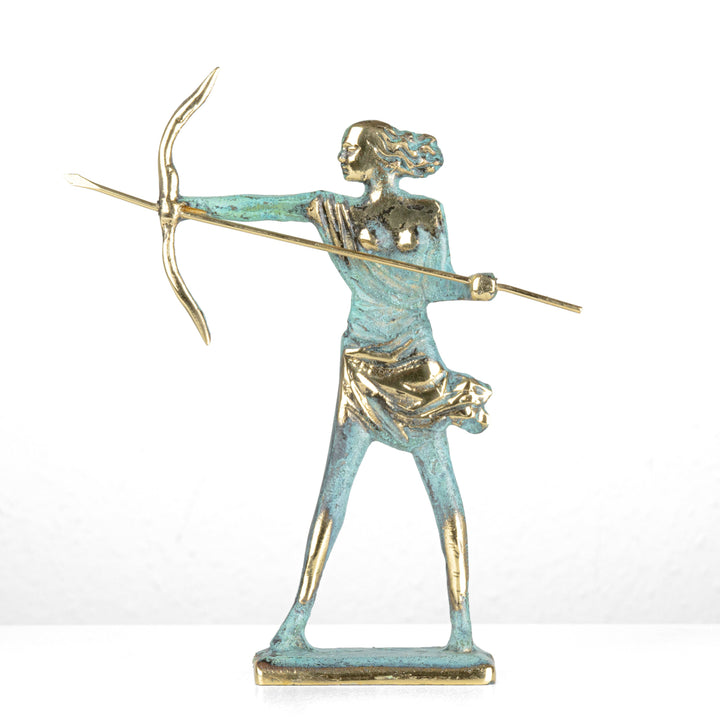 Bogenschützin Statue — Artemis griechische Göttin der Jagd (Messingskulptur)