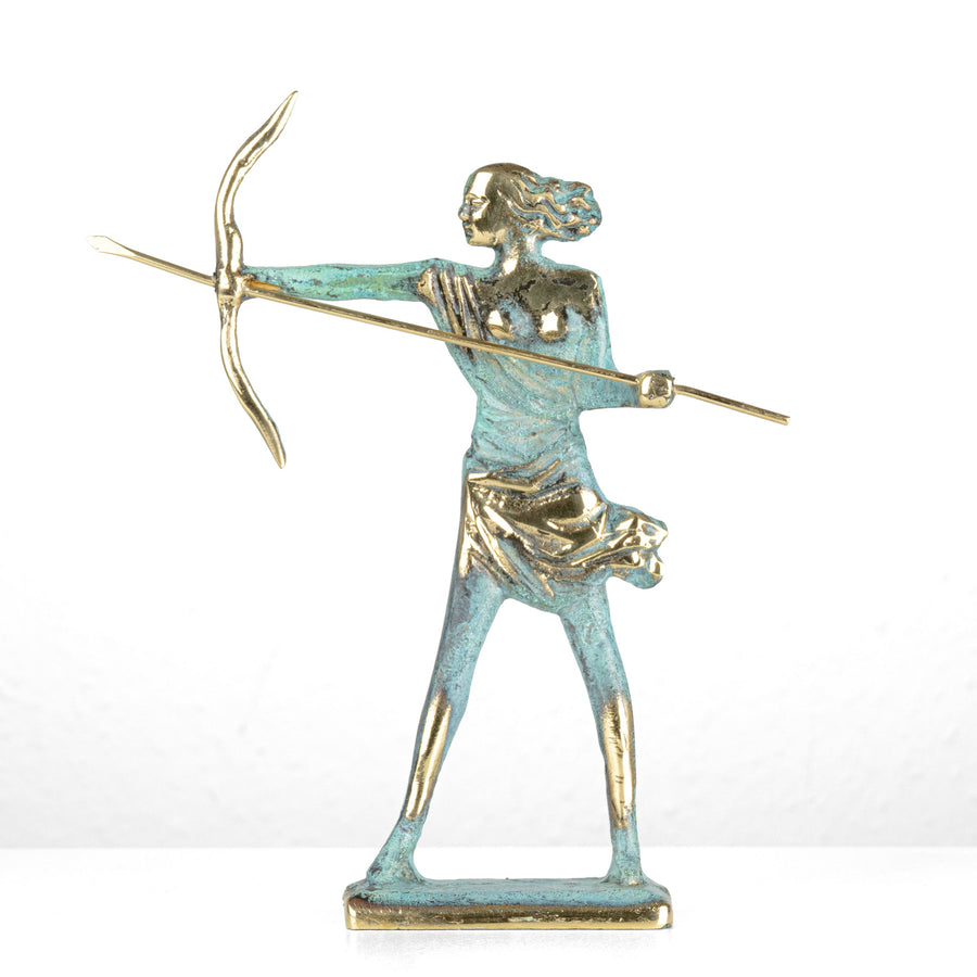 Bogenschützin Statue — Artemis griechische Göttin der Jagd (Messingskulptur)