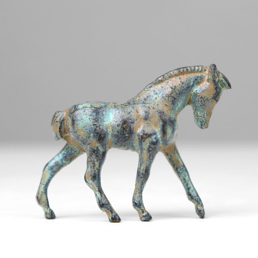 Fohlen Statue (Grüne Bronze) – Junges Pferd