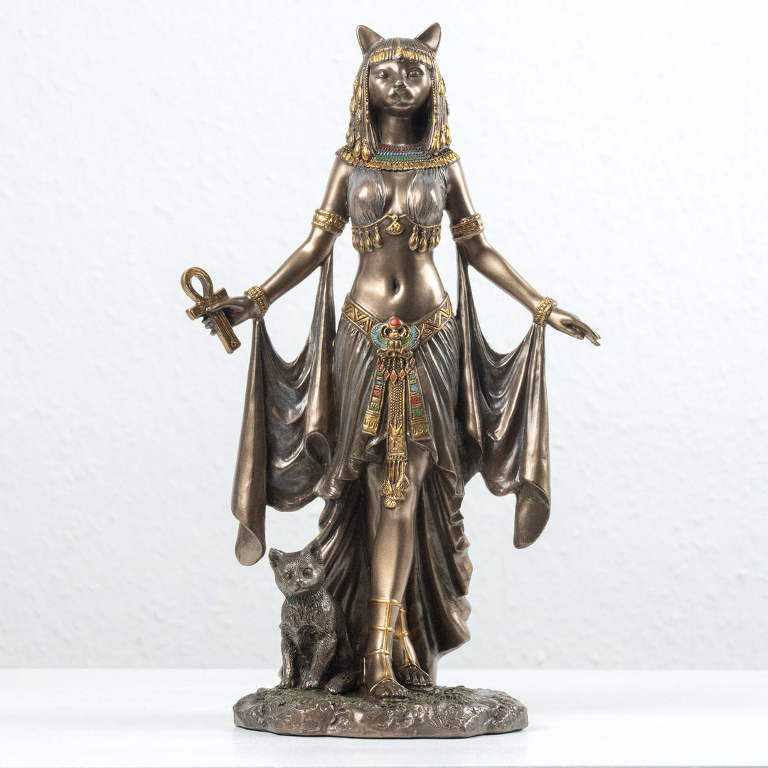 Bastet Statue Aegyptische Goettin der Fruchtbarkeit (Kaltguss-Bronze Skulptur)