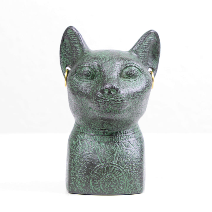 Bastet Statue – Bronzierte Ägyptische Skulptur aus Kunstharz