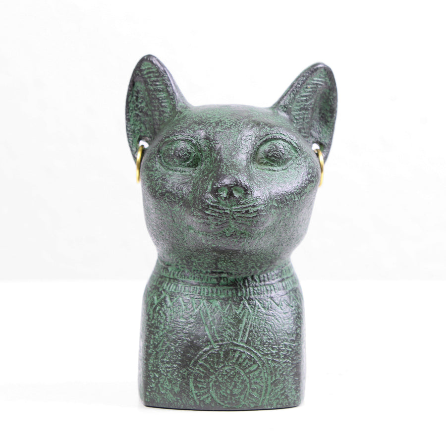 Bastet Statue – Bronzierte Ägyptische Skulptur aus Kunstharz