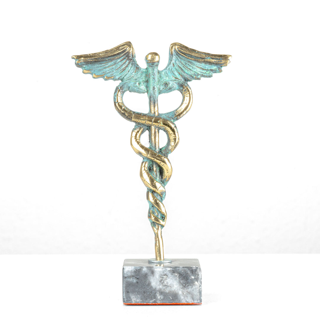 Kaduzeus Statue — Symbol für Medizin & Heilung (Messingskulptur)
