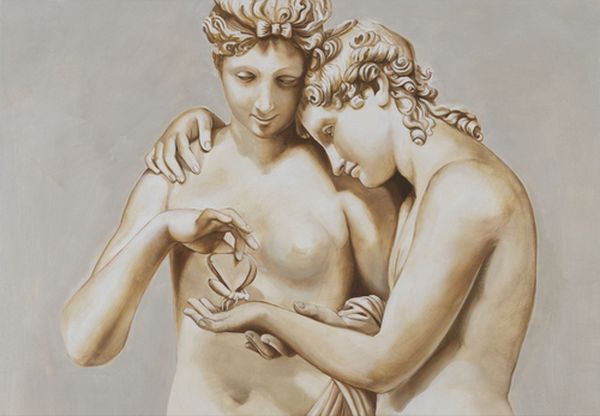 Amor und Psyche stehend Fresko Gemälde
