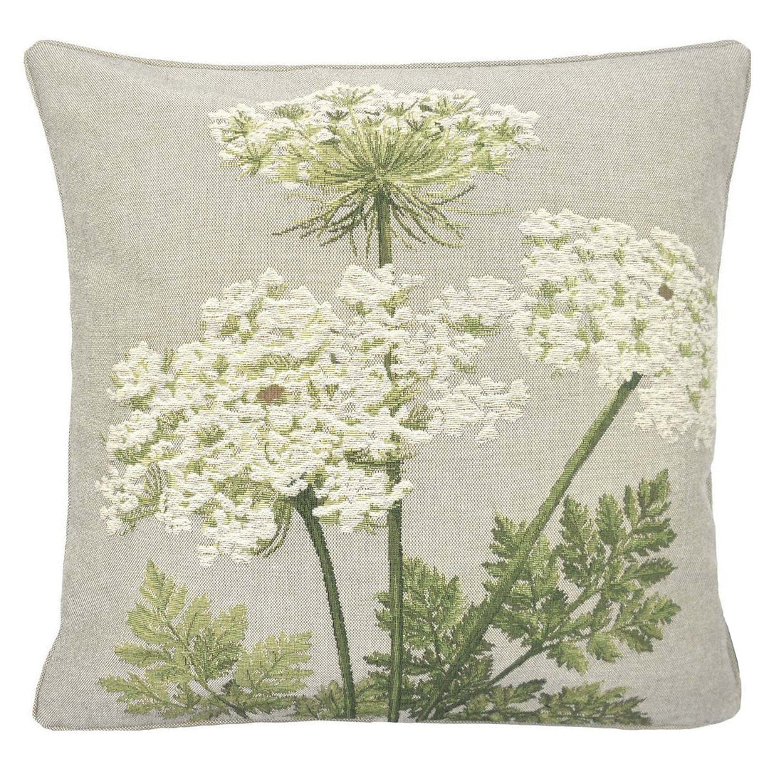 Grauer Kissenbezug – Dekorative Doldenblume (Jacquard gewebt)