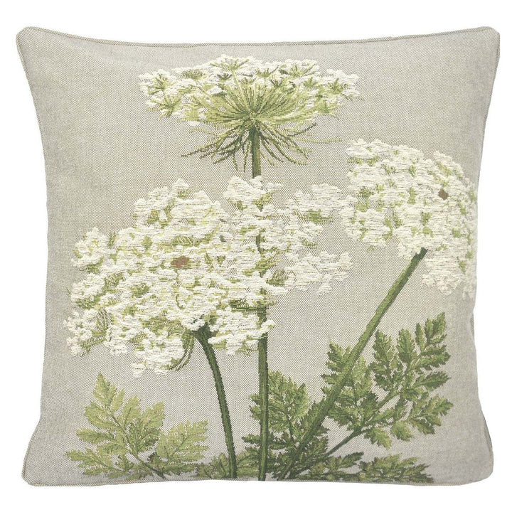 Grauer Kissenbezug – Dekorative Doldenblume (Jacquard gewebt)