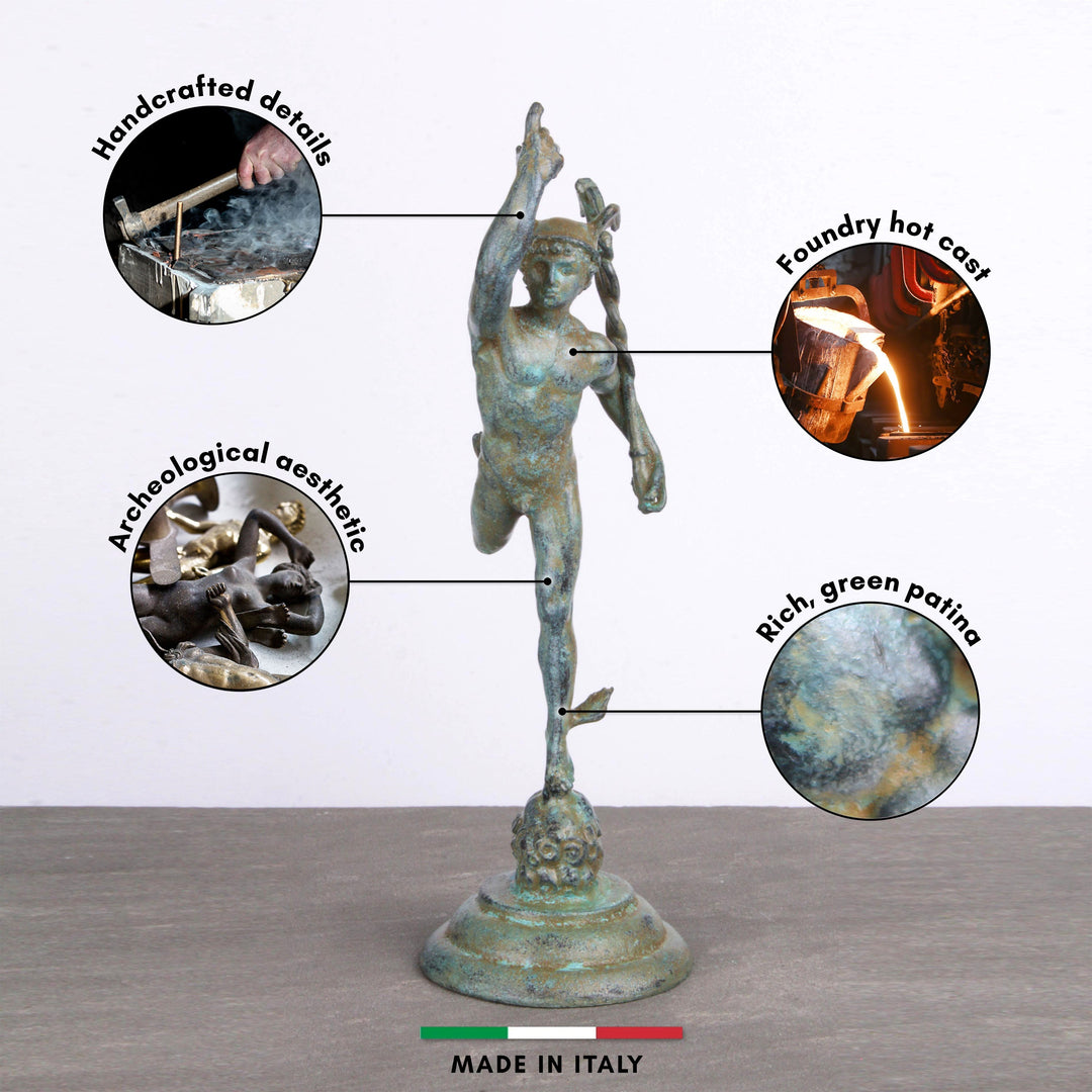 Giambologna Merkur Figur (Grüne Bronze)