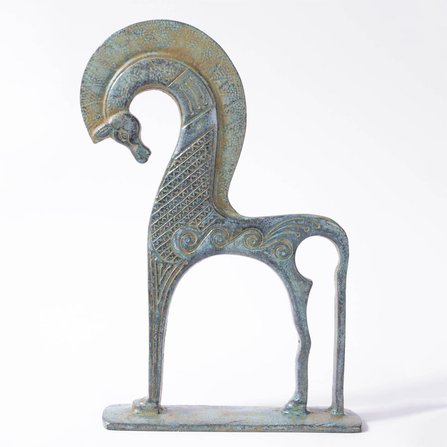 Griechisches Pferd Statue (Bronzefarben, Klein)