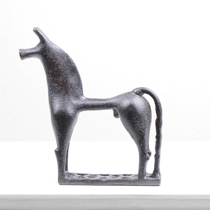 Griechisches Pferd Statue (Bronzierte Skulptur aus Kunstharz)