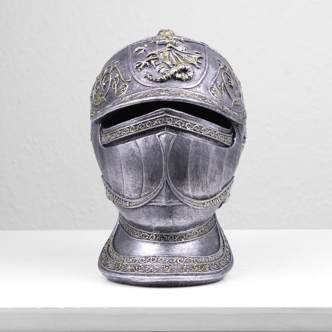 Ritter Mittelalterlicher Helm Spardose (Kaltguss-Bronze Skulptur)