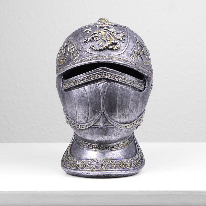 Ritter Mittelalterlicher Helm Spardose (Kaltguss-Bronze Skulptur)
