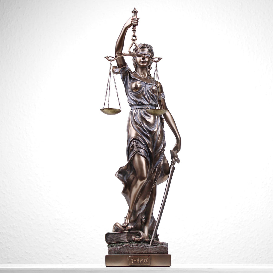 Justitia Skulptur der Themis (Bronzierte Skulptur aus Kunstharz)