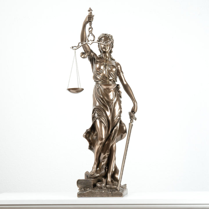 Justitia Statue (Groß, Bronzierte Skulptur aus Kunstharz)