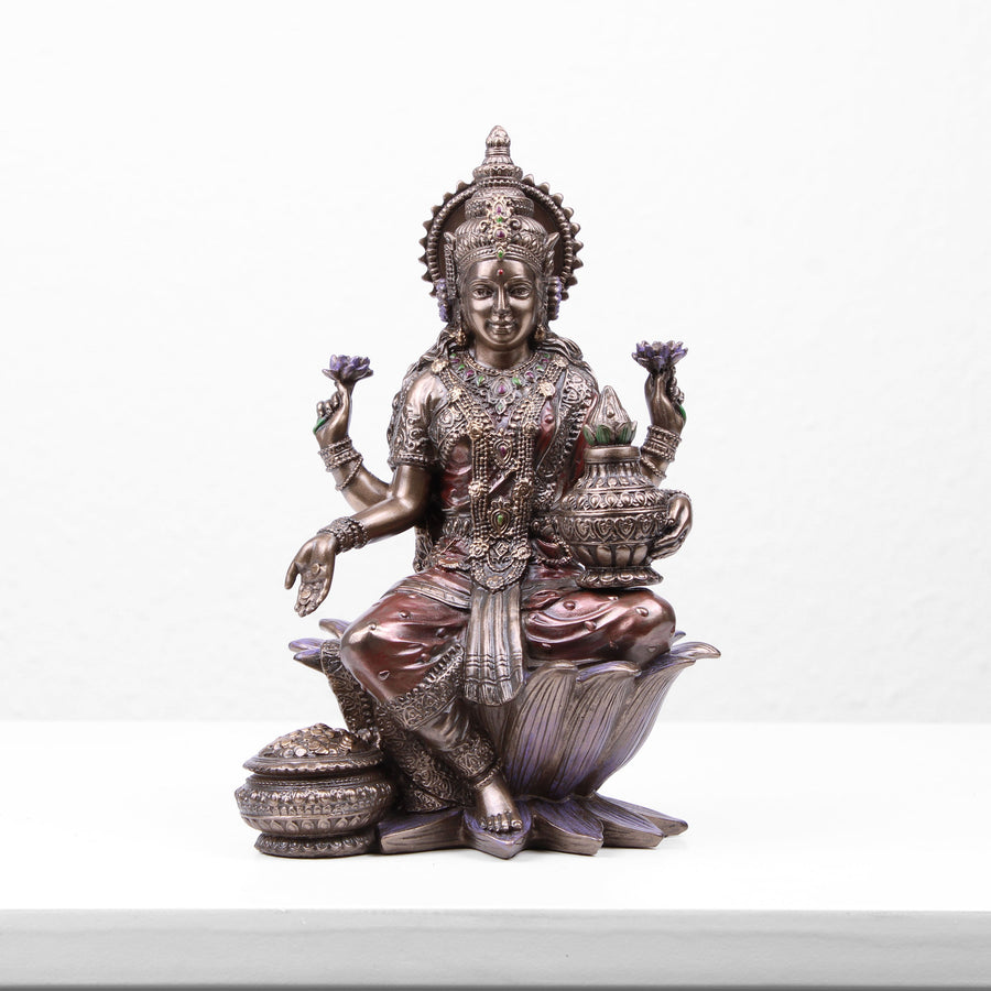 Lakshmi Indische Goettin Statue (Kaltguss-Bronze Skulptur)